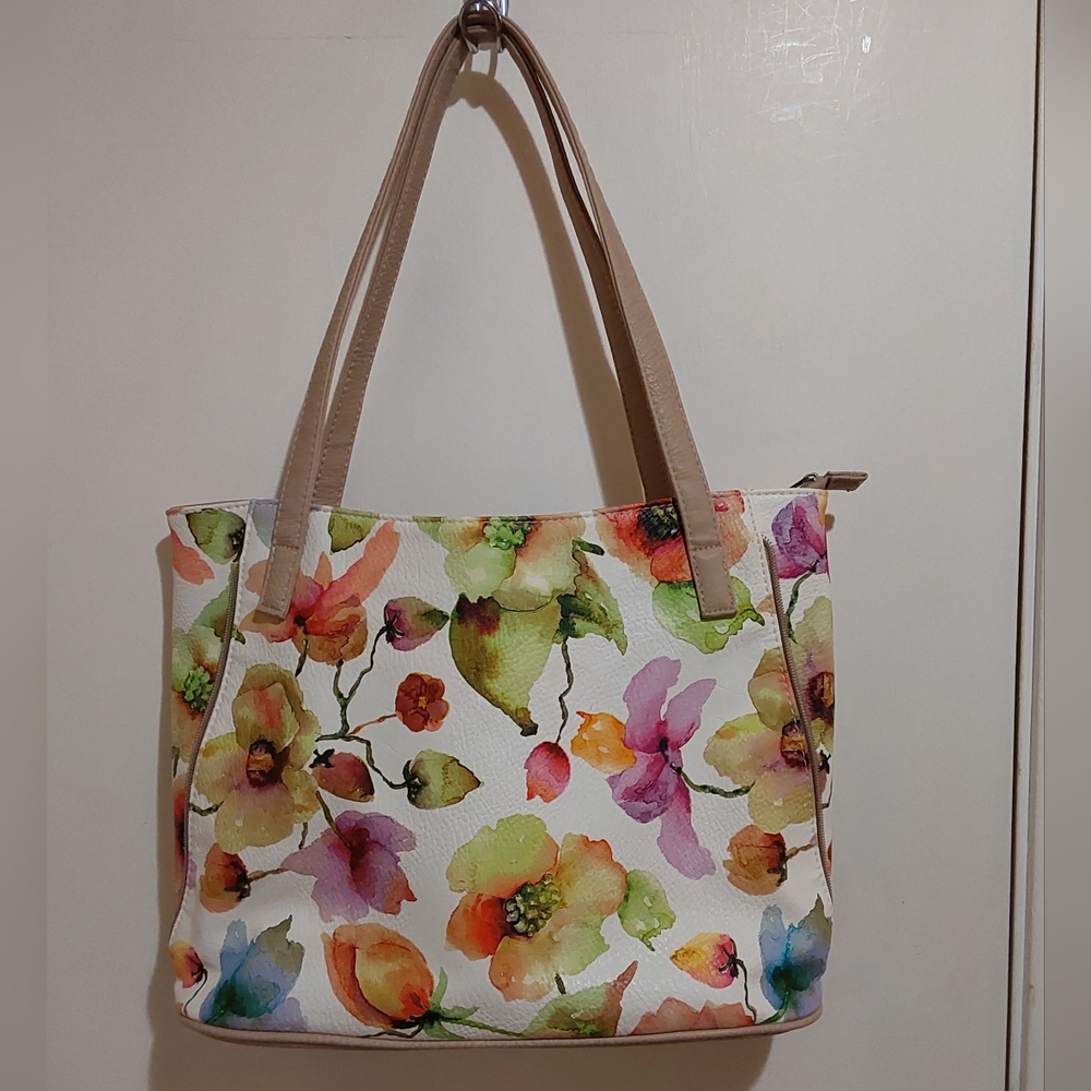 🌺 NWOT Watercolor Vinyl Tote